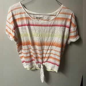 Arizona Jean Company Women's Multicolor Striped Tie-Front Tee